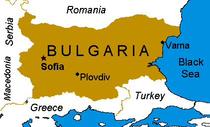 Map of Bulgaria (Eastern Europe - Balkan Peninsula)